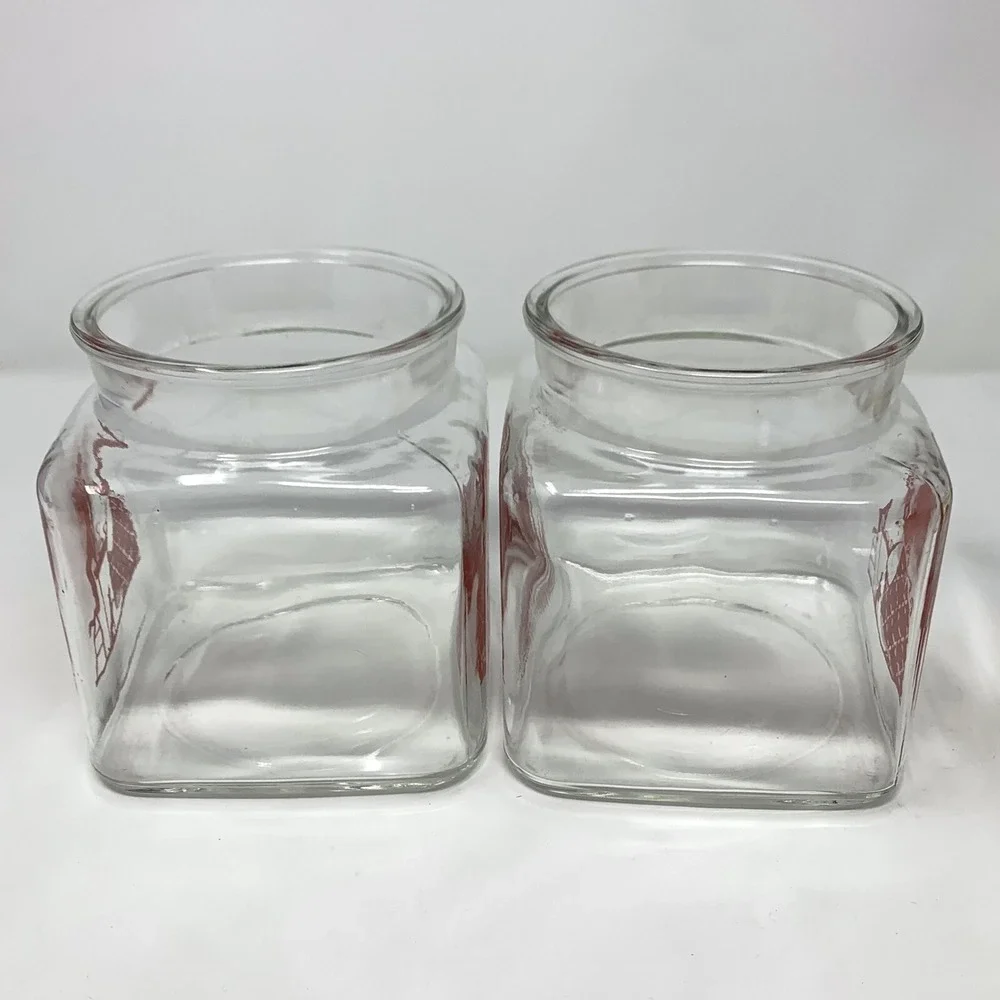 Set 2 Vintage Glass Canister Jar 6 3/4